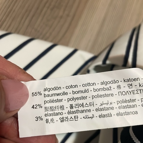 Zara Basic Womens Blue White Striped Pants Trousers Anke Length Causal Size S - Picture 12 of 13